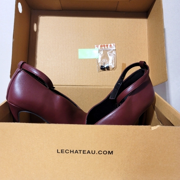 Le Chateau | Burgundy Red Heel Shoes with Ankle Strap Formal Office Wear - Picture 7 of 9